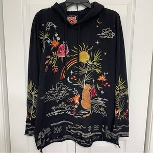 EUC Johnny Was Keone Hooded Sweatshirt Tunic Size Medium